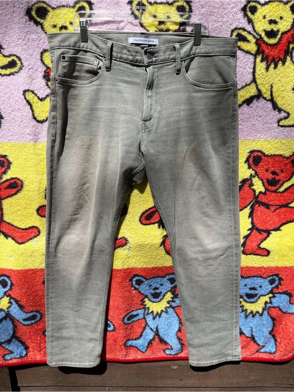 Calvin Klein Jeans Men's Gray Slim Straight Jeans 36X30